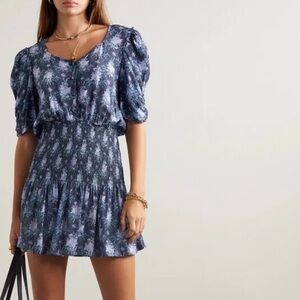 LOVE SHACK FANCY Blue Floral Brickell Mini Dress